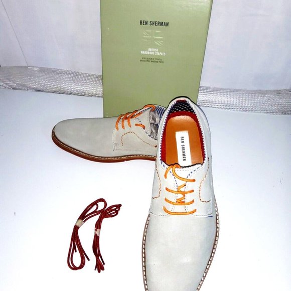 Ben Sherman men Flynn Suede Oxford Beige Size 10 1/2 New in Box British Staples